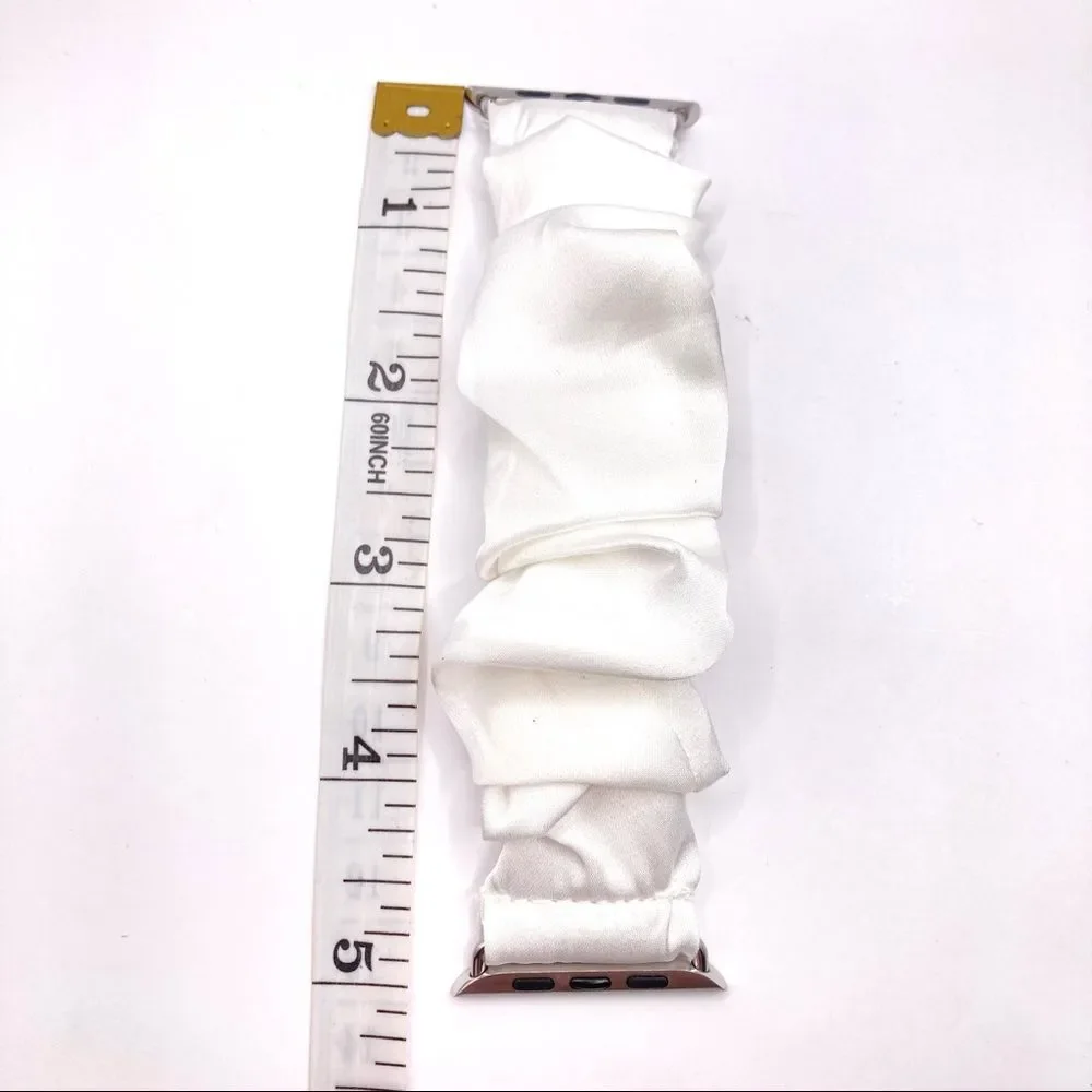 White scrunchie smart watch replacement band